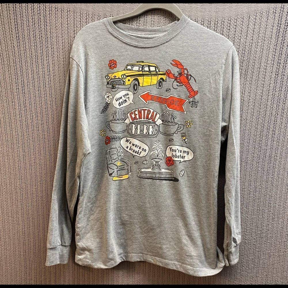 friends woman’s Central perk long sleeve gray T-shirt